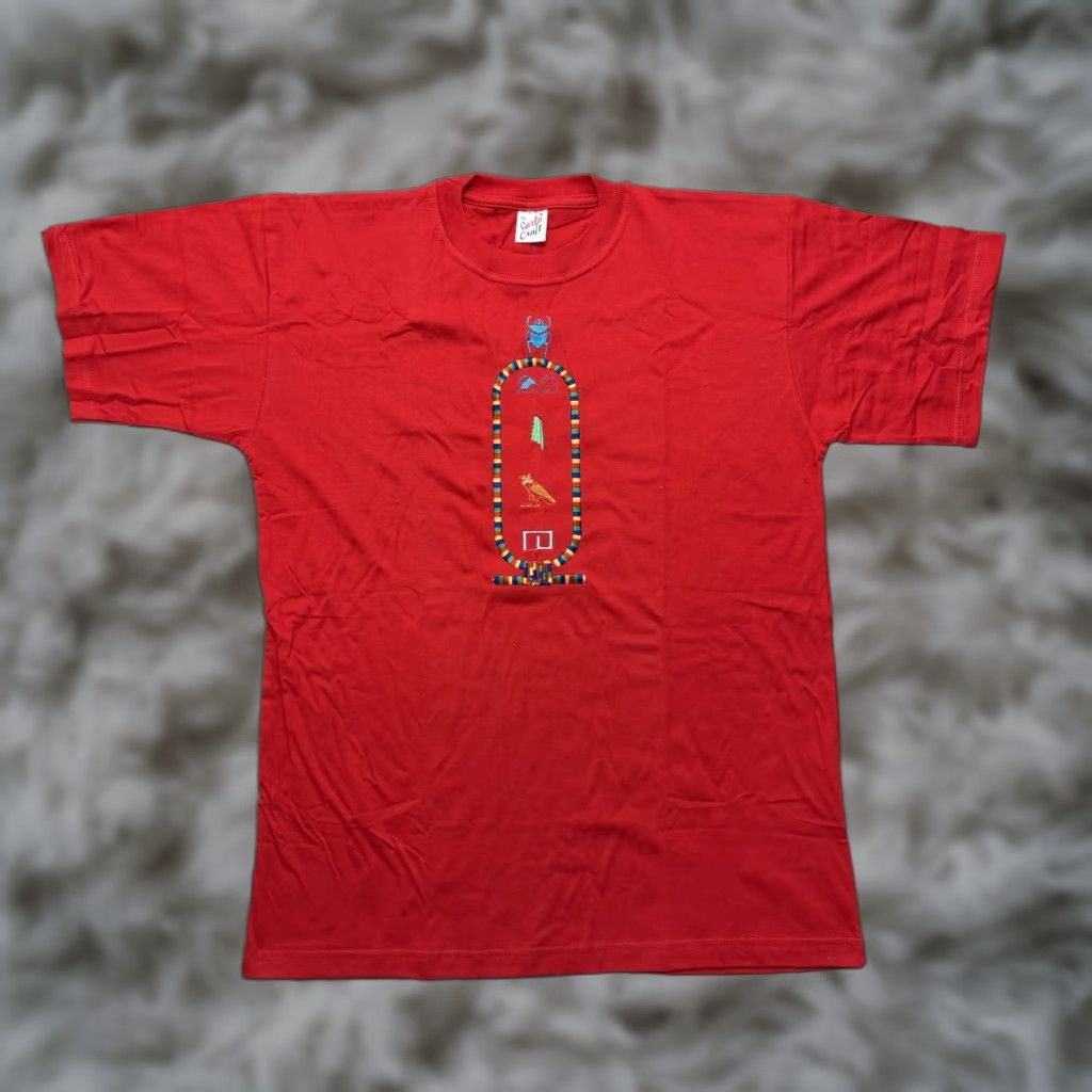 Vintage VINTAGE Egyptian Hieroglyphics T Shirt Mens XL 90s Carlo Craft Graphic Red Tee Size US XL / EU 56 / 4 - 1 Thumbnail