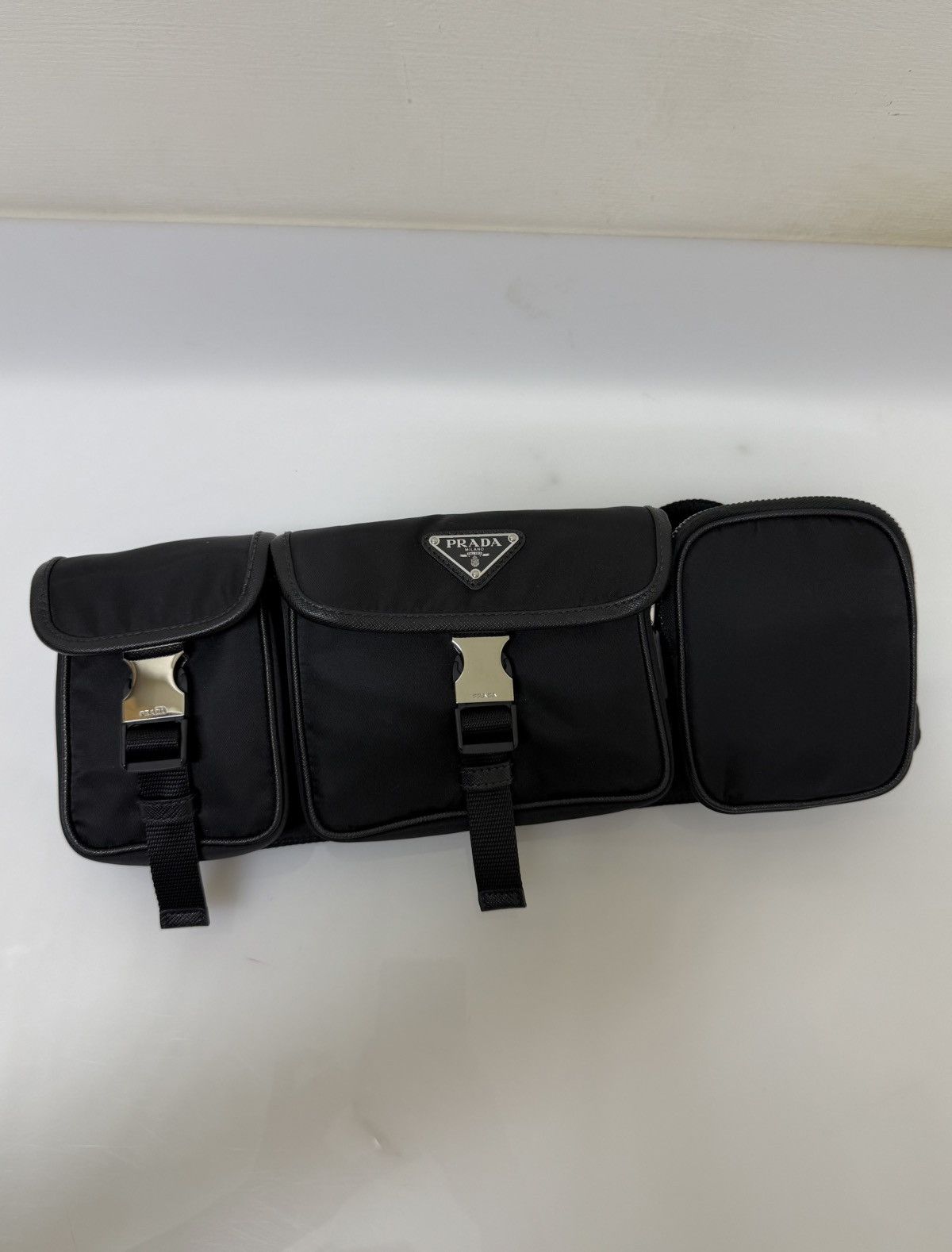 Prada Cargo Nylon Messenger Bag Black Nylon, Men's