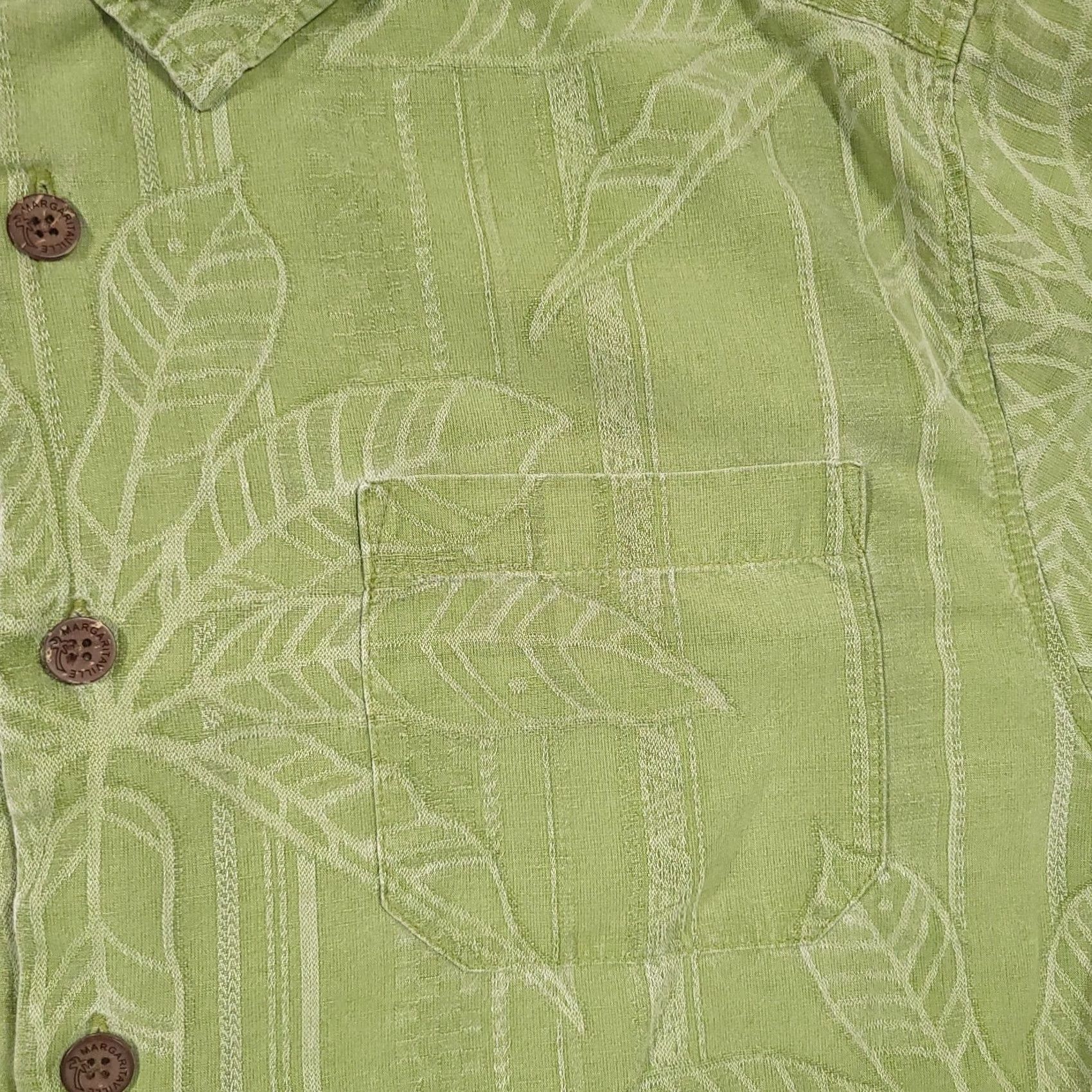 Vintage VINTAGE Margaritaville Button Up Hawaiian Shirt Mens L Green Silk Beach Palm Leaf Collared Short Sleeve Casual Travel Deco Size US L / EU 52-54 / 3 - 4 Thumbnail