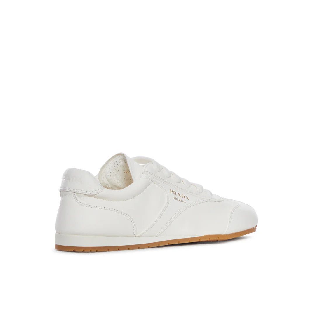 PRADA $1020 White Nappa Leather Sneakers New & Authentic (Wo