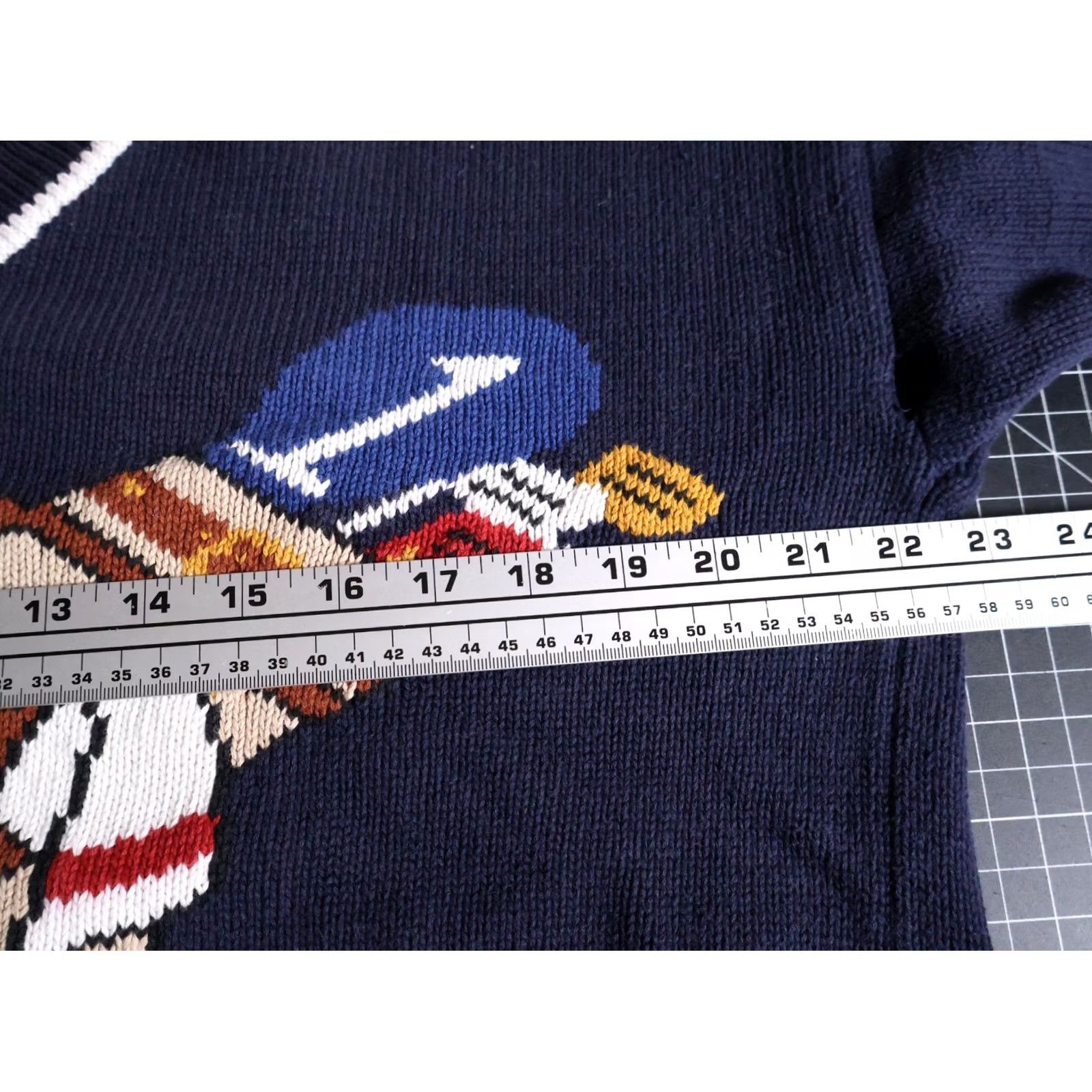 Vintage VINTAGE Hathaway Golf Sweater Mens Large Dark Blue Intarsia Pattern V-Neck 90s Golf Theme Pullover Regular Knit Cotton Heavyweight Size US L / EU 52-54 / 3 - 5 Thumbnail