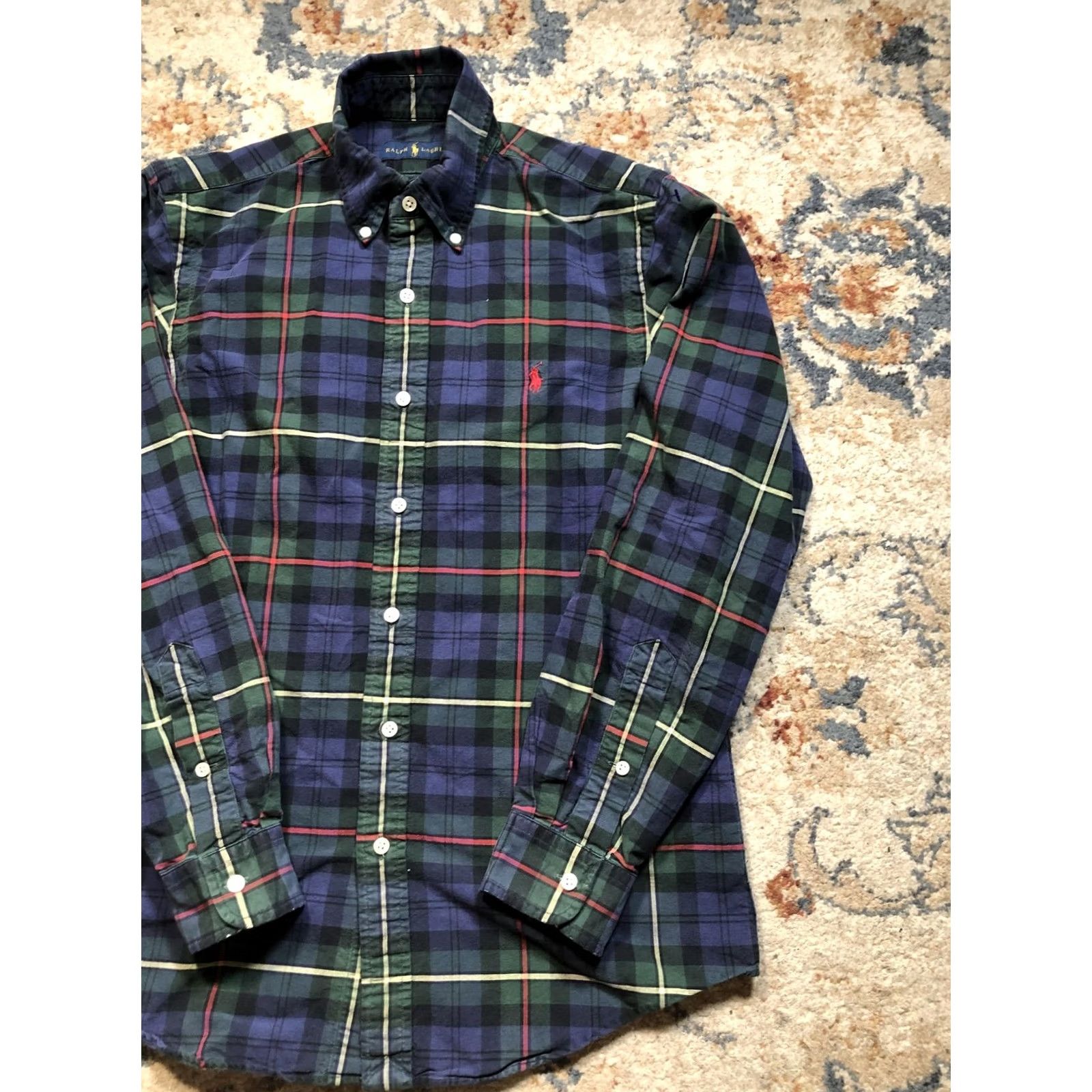 Ralph Lauren Ralph Lauren Shirt Mens Small Blue Green Plaid Button-Down Long Sleeve Classic Trinidad Size US S / EU 44-46 / 1 - 4 Thumbnail