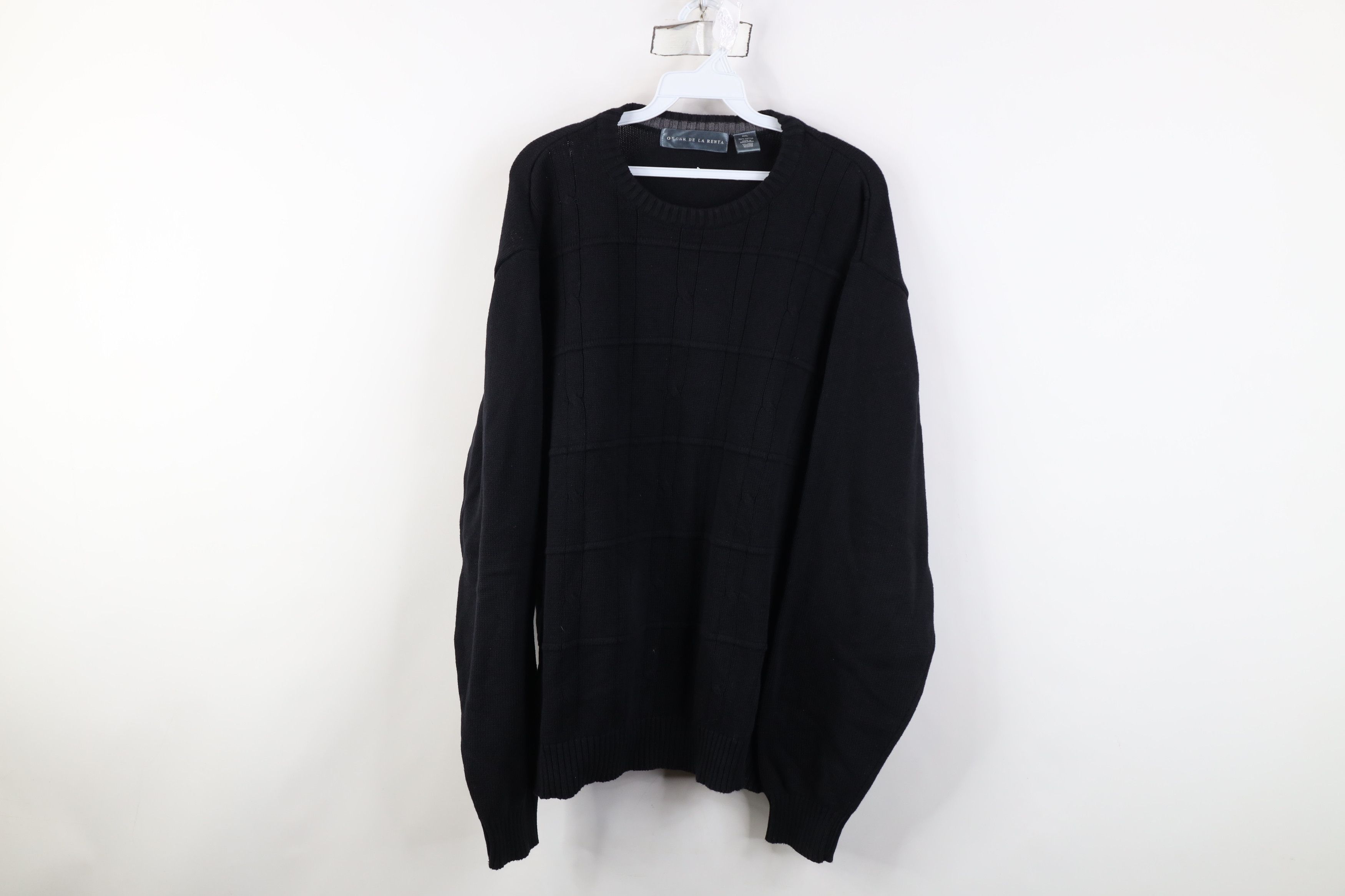 Vintage Vintage 90s Streetwear Ribbed Cable Knit Sweater Black Size US XXL / EU 58 / 5 - 1 Thumbnail