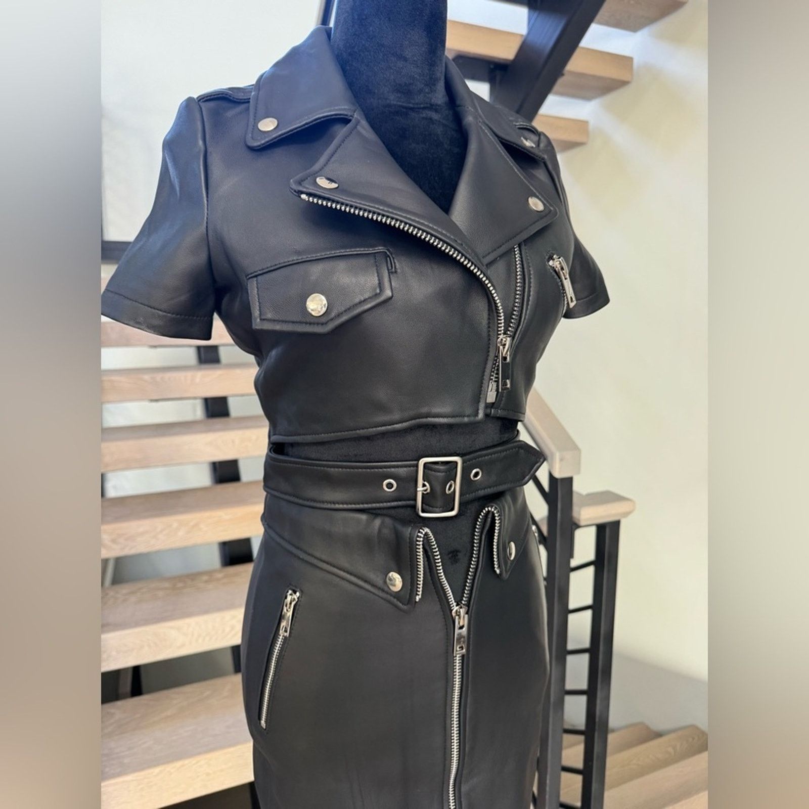 Other New Biker Black Leather Outfit with Zipper Accents size XS Size XS / US 0-2 / IT 36-38 - 5 Thumbnail