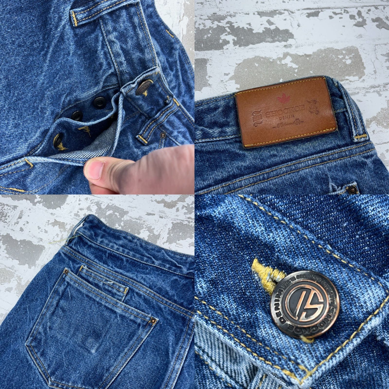 Vintage Atelier Jeans Men Slim Straight Denim Button Fly Med Wash Faded 33 Blue Vintage N/A Size US 33 - 9 Thumbnail