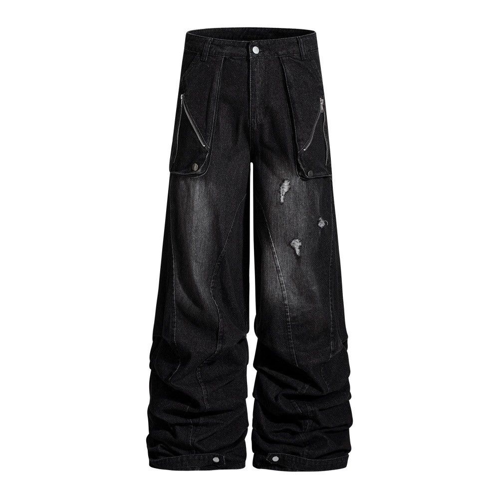 Jean Men's multi-pocket workwear ripped washed jeans Size US 32 / EU 48 - 1 Thumbnail