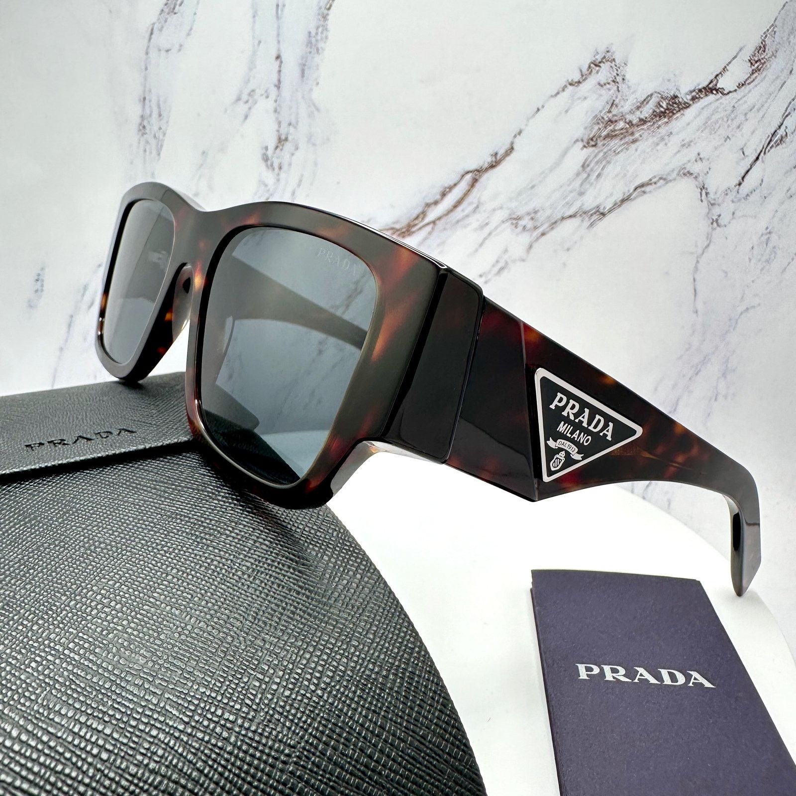 Prada New PRADA Sunglasses Brown Root Tortoise Square Plaque Logo Size ONE SIZE - 19 Thumbnail