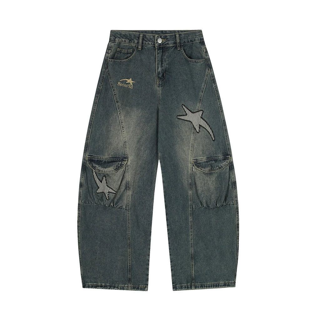 Vintage Men's retro patchwork punk distressed washed scimitar jeans Size US 32 / EU 48 - 1 Thumbnail
