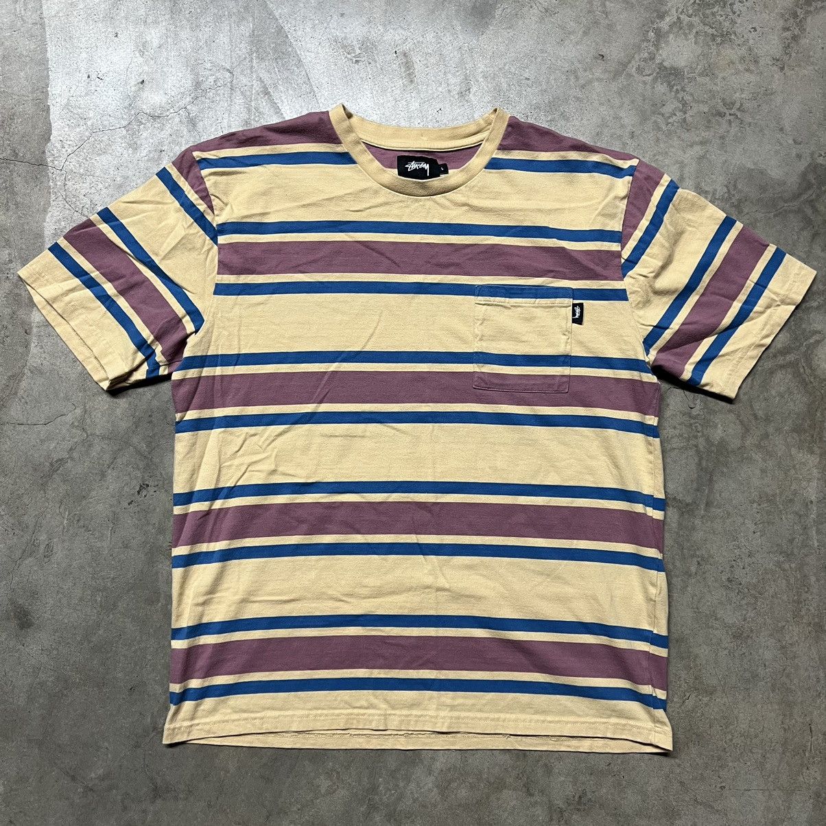 Hypebeast × Stussy Stussy Multi-Color Horizontal Striped Pocket T-Shirt Size US L / EU 52-54 / 3 - 2 Thumbnail