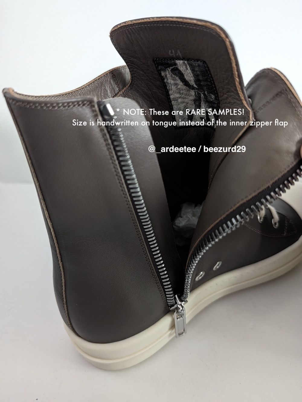 Rick Owens 💥1/1 SAMPLE DUST LEATHER RAMONES HIGH Size US 8 / EU 41 - 8 Thumbnail