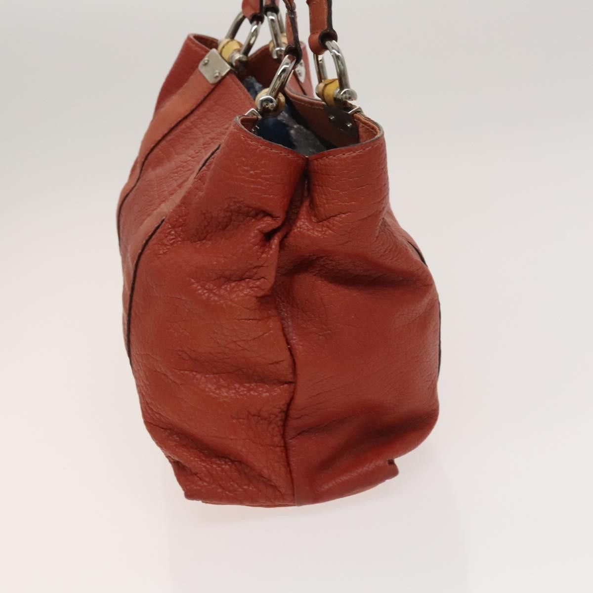 Gucci GUCCI Bamboo Tote Bag Leather Orange Gold Size ONE SIZE - 5 Thumbnail