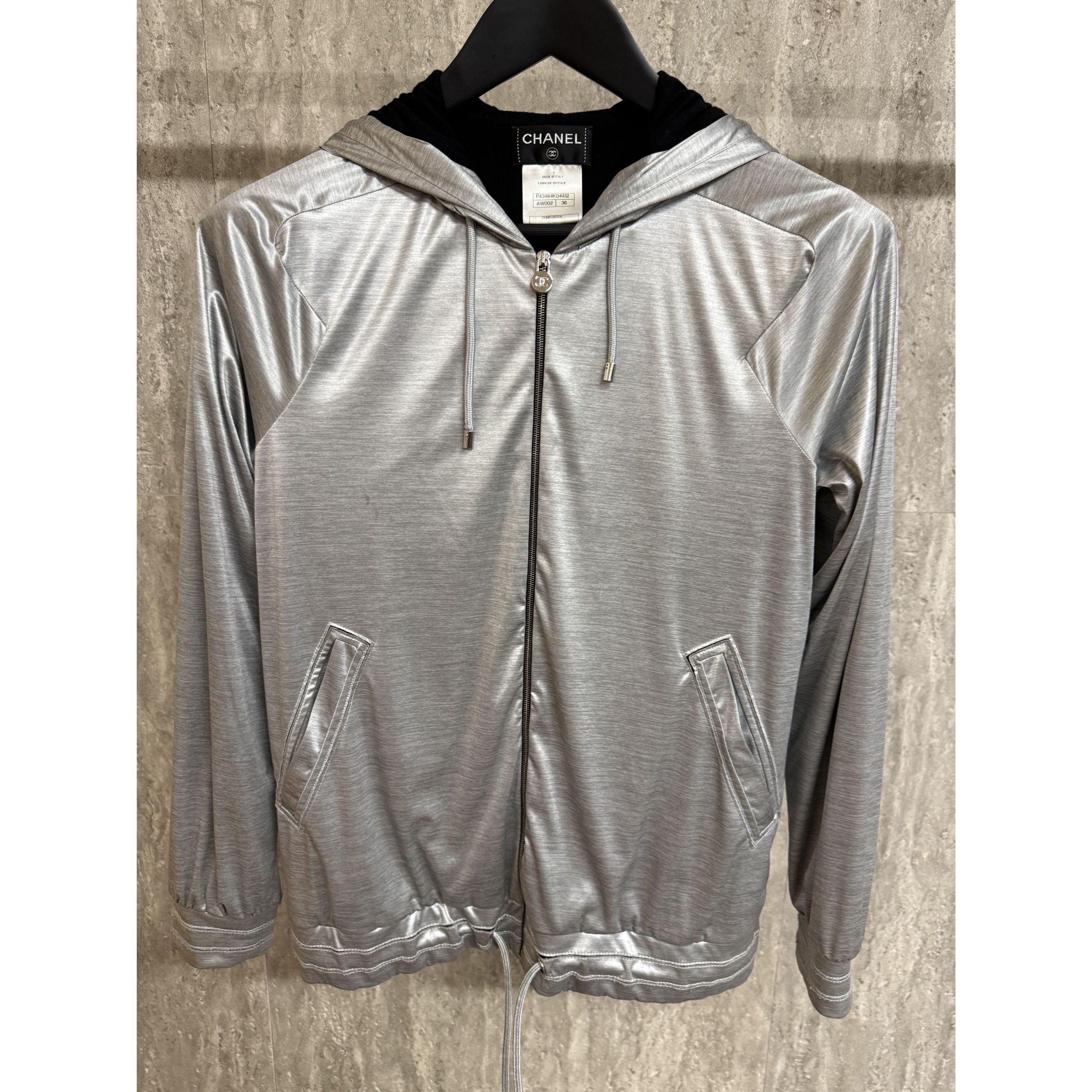 Chanel Chanel Silver Hooded Jacket Size 36 Polyester & Modal Italy Size XS / US 0-2 / IT 36-38 - 1 Thumbnail