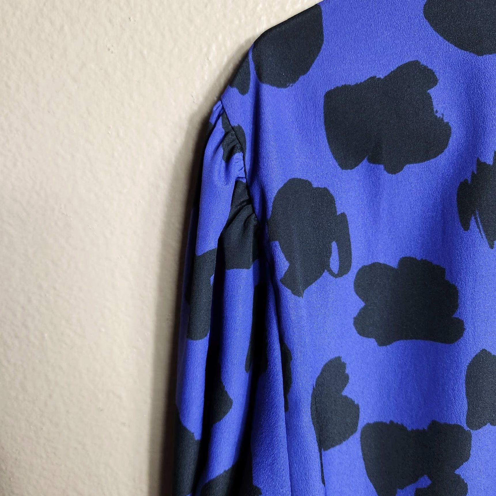 Vintage VINTAGE Galeries Lafayette Collection Blouse Womens Purple/Black Abstract Buttonfront Puff Sleeve M EU 40 1980s Glam Rock Size M / US 6-8 / IT 42-44 - 4 Thumbnail
