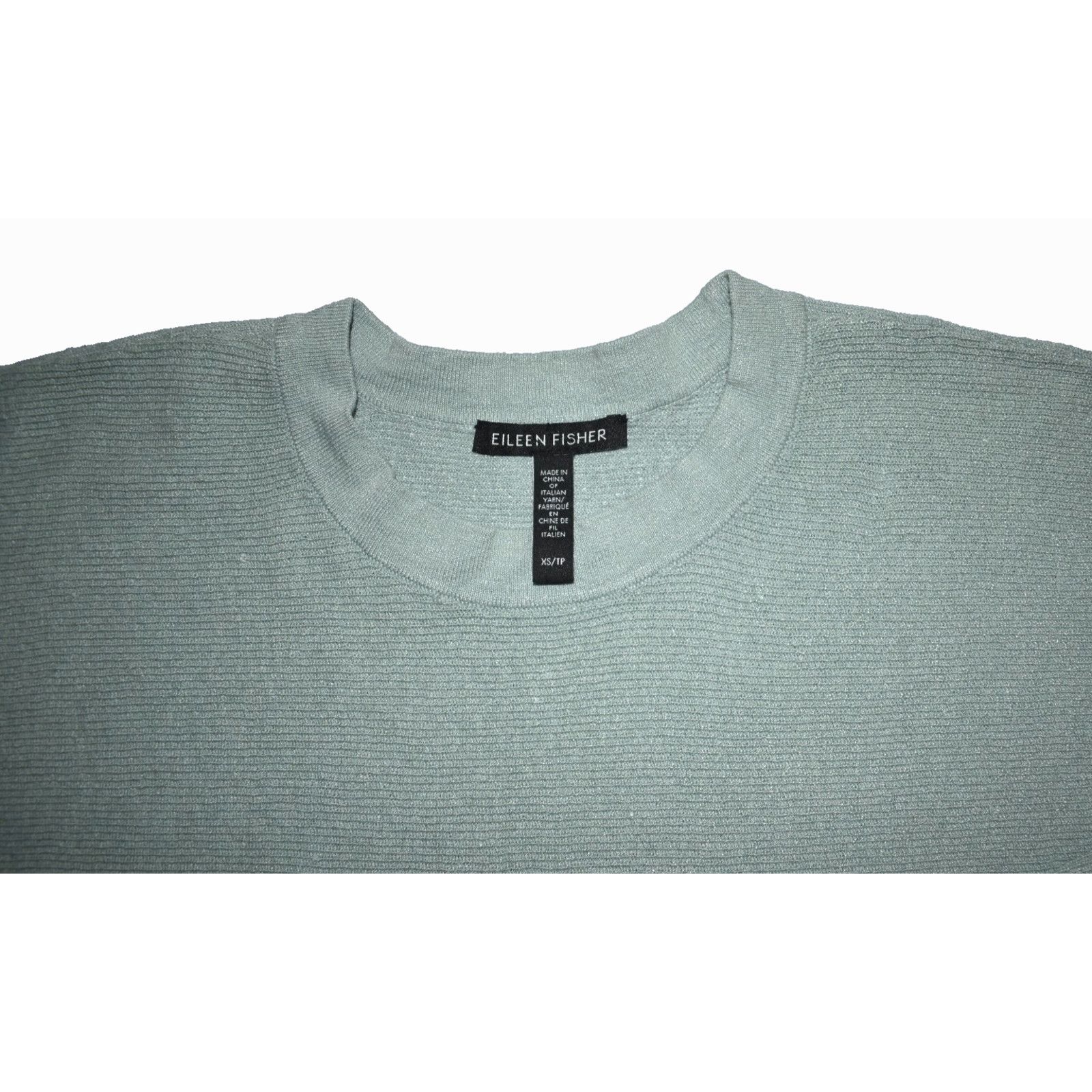Eileen Fisher EILEEN FISHER Mist Green Linen Knit Crew Neck Sweater Sz XS Size XS / US 0-2 / IT 36-38 - 5 Thumbnail