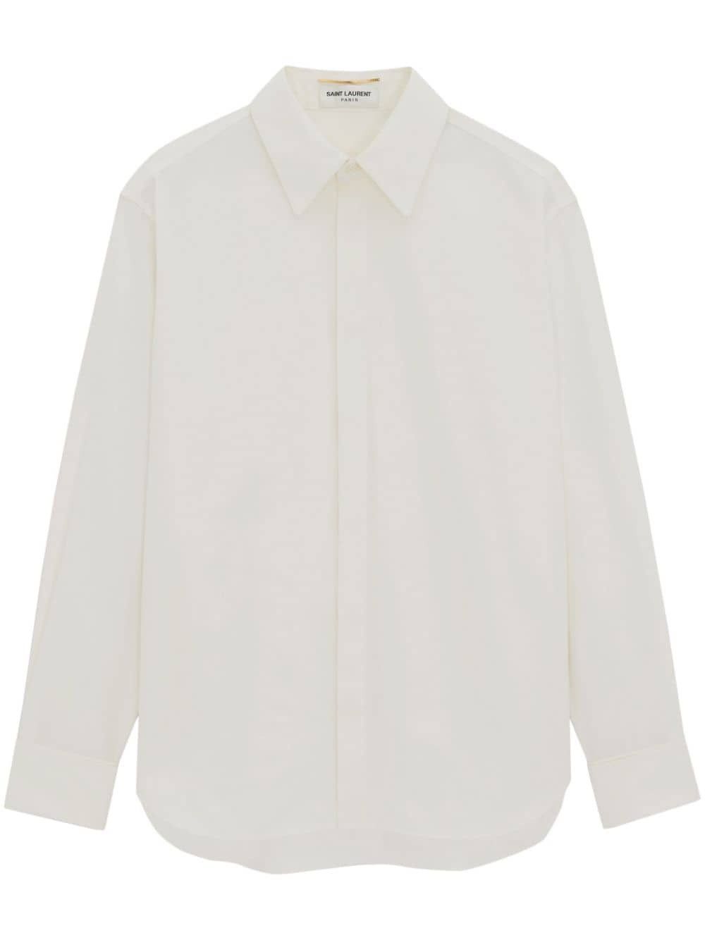 Saint Laurent Paris o1s1wg110325 769064 Boyfriend Shirt in Cotton Poplin White Size M / US 6-8 / IT 42-44 - 1 Thumbnail