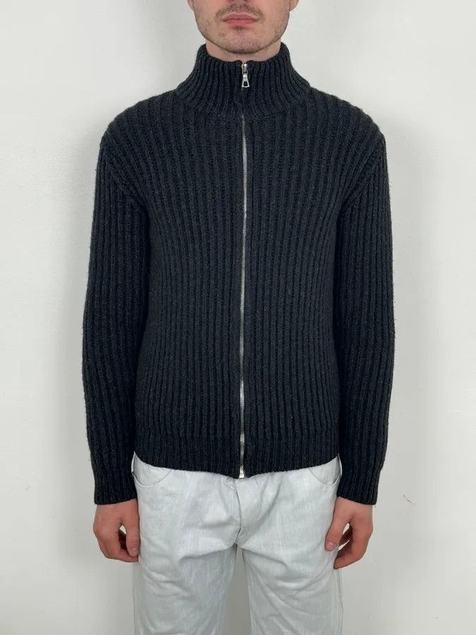 Dries Van Noten Dries Van Noten Dark Grey Wool Minimalist Zip-up Sweater Size US M / EU 48-50 / 2 - 2 Thumbnail