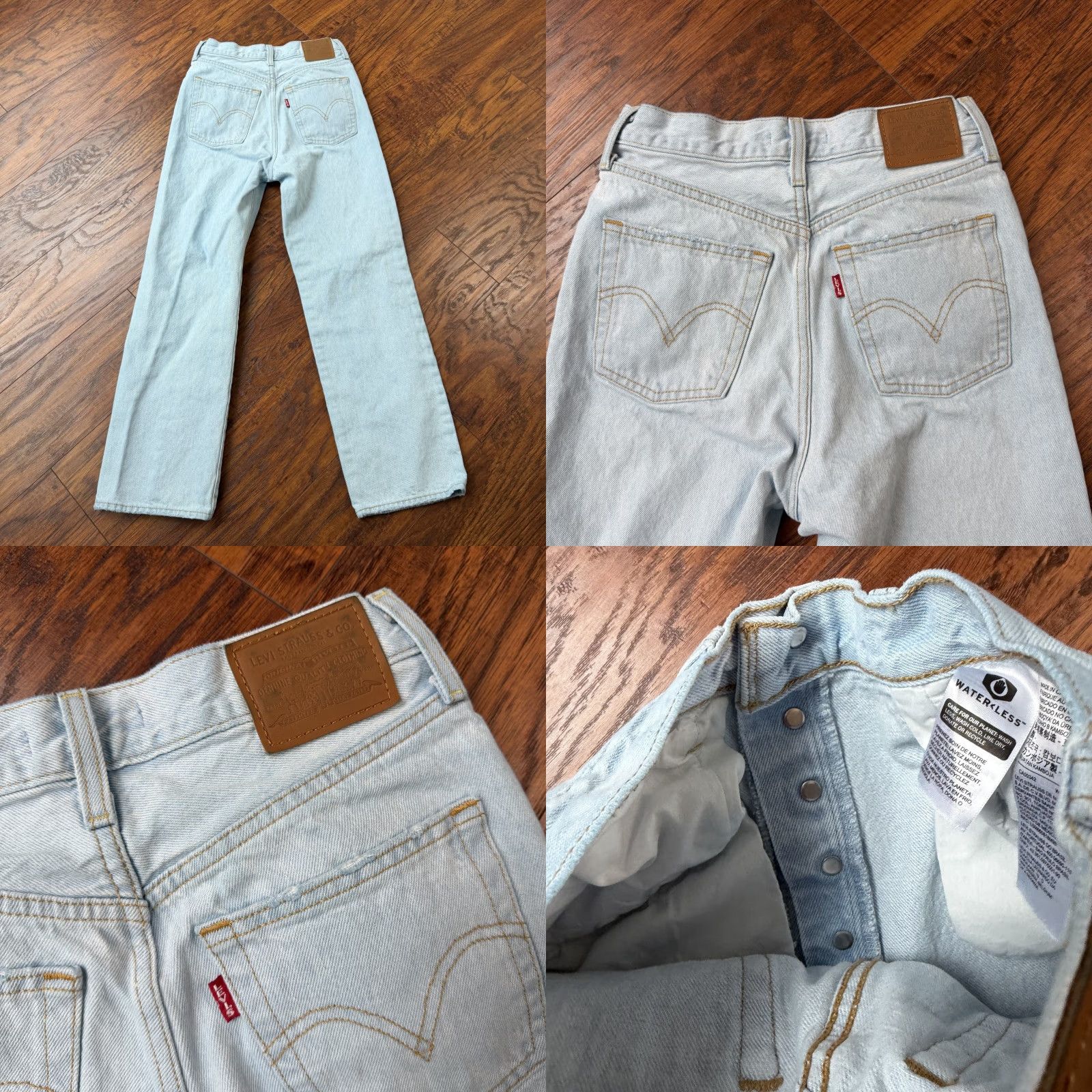 Levi's Levi's Ribcage Jeans Women Regular 25 Blue 25x26 Denim Ankle Straight Button Fly 100% Cotton Size 42" / US 20 - 8 Thumbnail