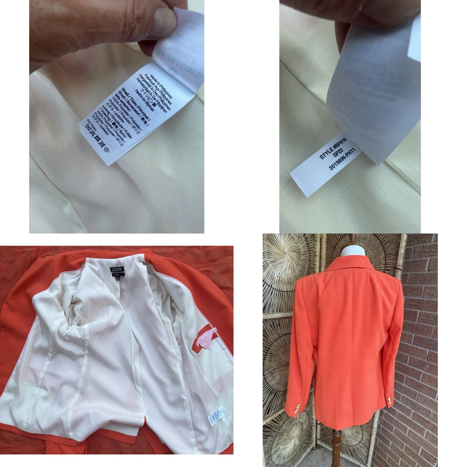 J.Crew J.Crew Willa Blazer Womens 6 Orange Gold Button Lined Career Jacket Shirt Size M / US 6-8 / IT 42-44 - 8 Thumbnail