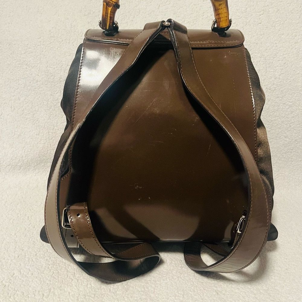 Gucci Gucci 2 Way Bamboo Chocolate Nylon/Patent Leather Backpack Size ONE SIZE - 7 Thumbnail