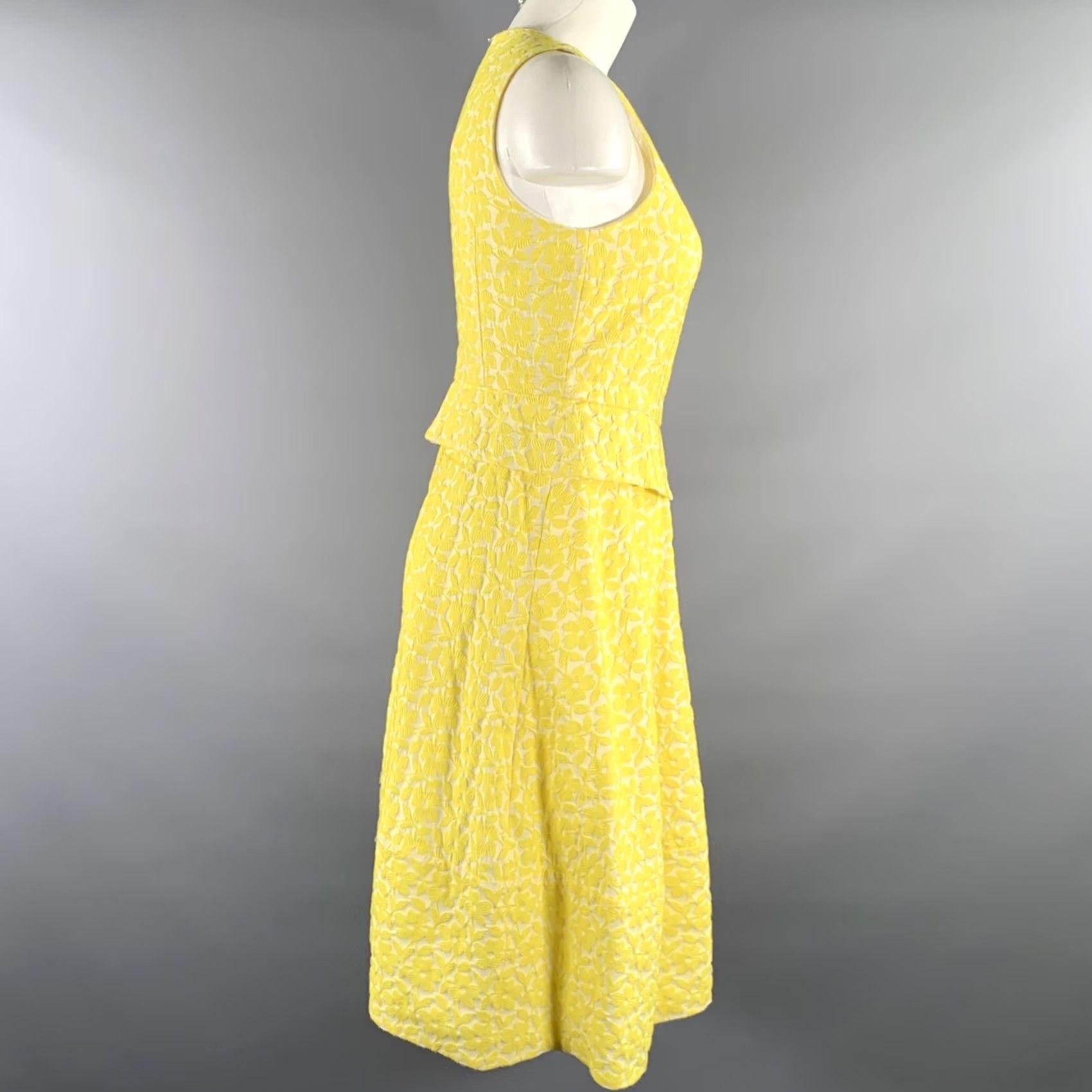 Jil Sander JIL SANDER A-Line Dress Size 2 Yellow White Jacquard Size XS / US 0-2 / IT 36-38 - 3 Thumbnail