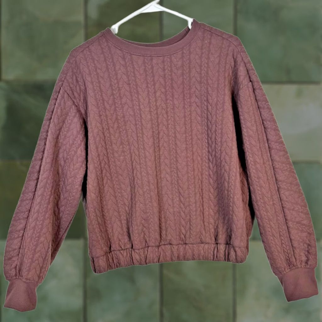 Vintage A New Day Womens Sweater Crew Neck Long Sleeve Waist Length S Mauve Pullover Size S / US 4 / IT 40 - 1 Thumbnail