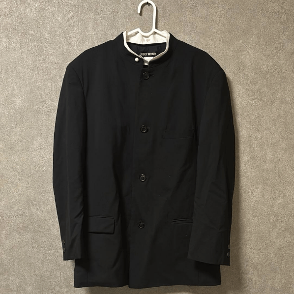 Issey Miyake Mao Collar Jacket Black w/ Removeable White Accent Collar Size US S / EU 44-46 / 1 - 1 Thumbnail