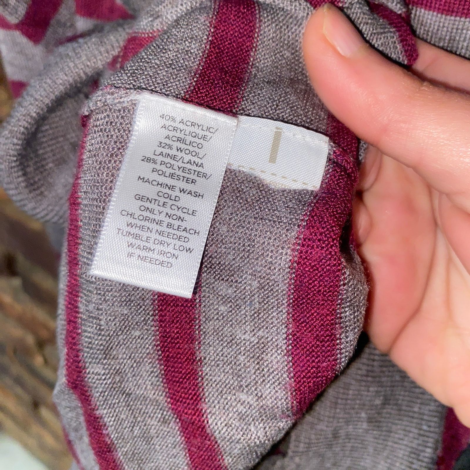 Loft Ann Taylor LOFT Gray Burgundy Striped Knit Sweater Small Size S / US 4 / IT 40 - 5 Thumbnail