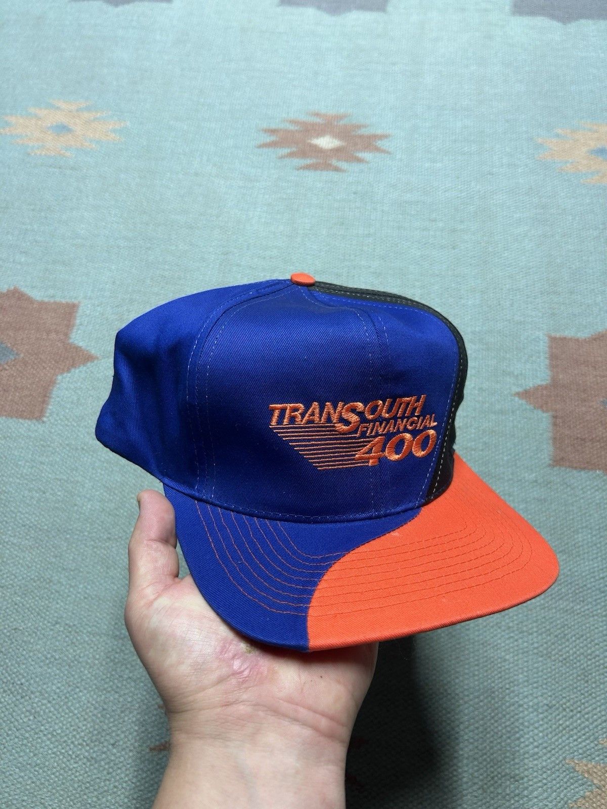 Vintage Vtg hat Transouth Financial 400 nascar wave swirl tri tone Size ONE SIZE - 1 Thumbnail