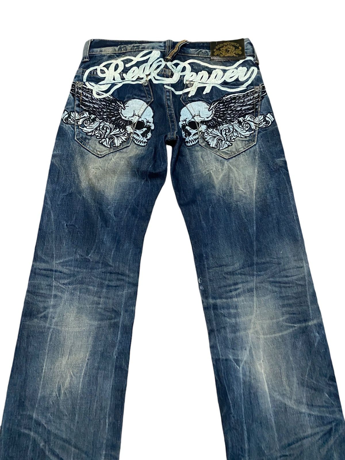 Japanese Brand Red peppers skulls x designer flare jeans Size US 32 / EU 48 - 10 Thumbnail