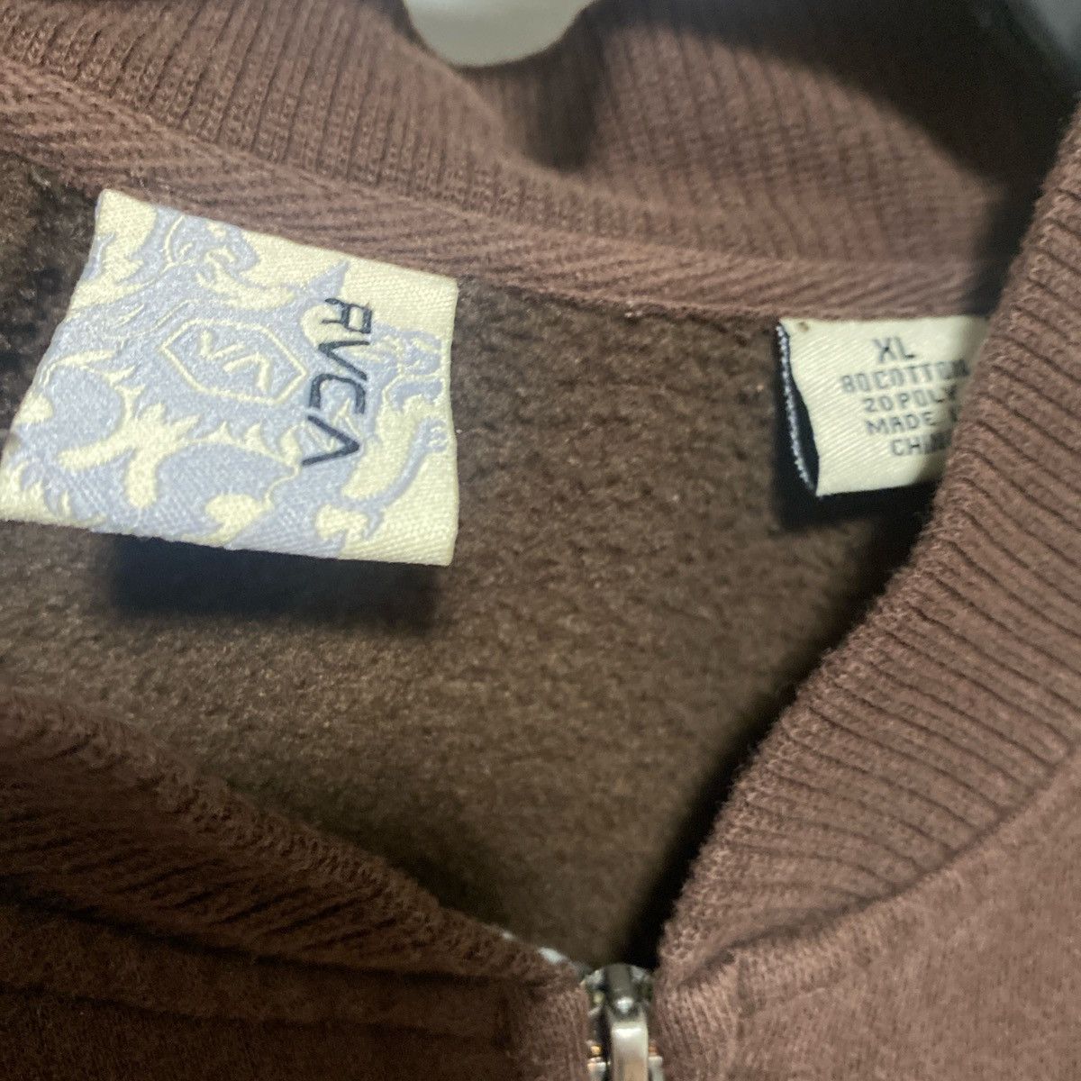 RVCA Mens RVCA Brown Full Zip Hoodie Size US XL / EU 56 / 4 - 3 Thumbnail