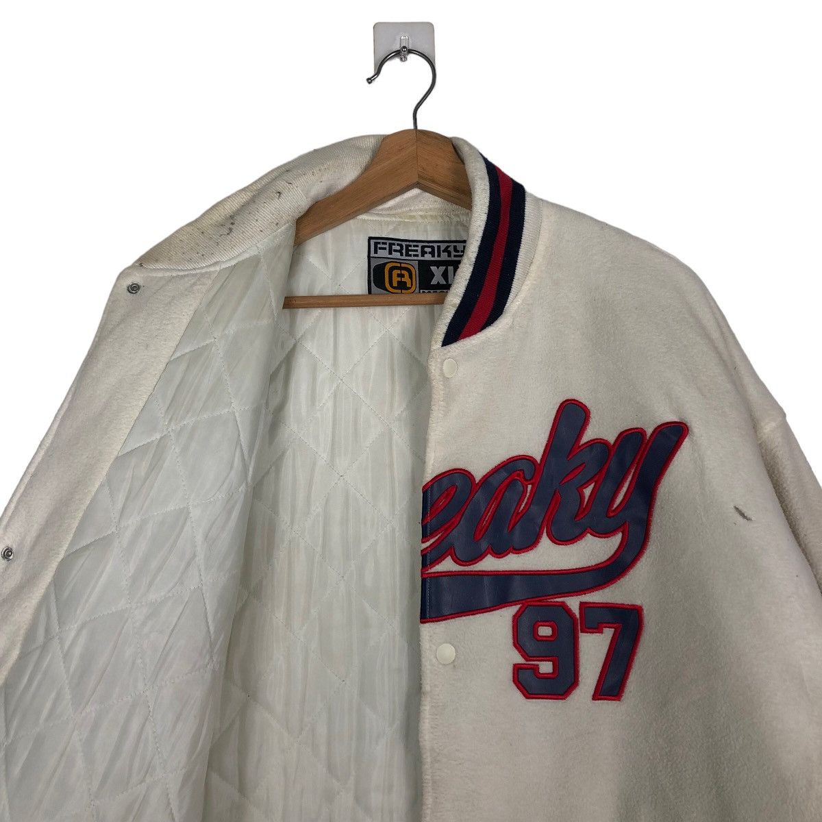 Japanese Brand 🔥90’s Vintage Varsity Jacket Freaky Spell Out Big Logo Size US XL / EU 56 / 4 - 10 Thumbnail