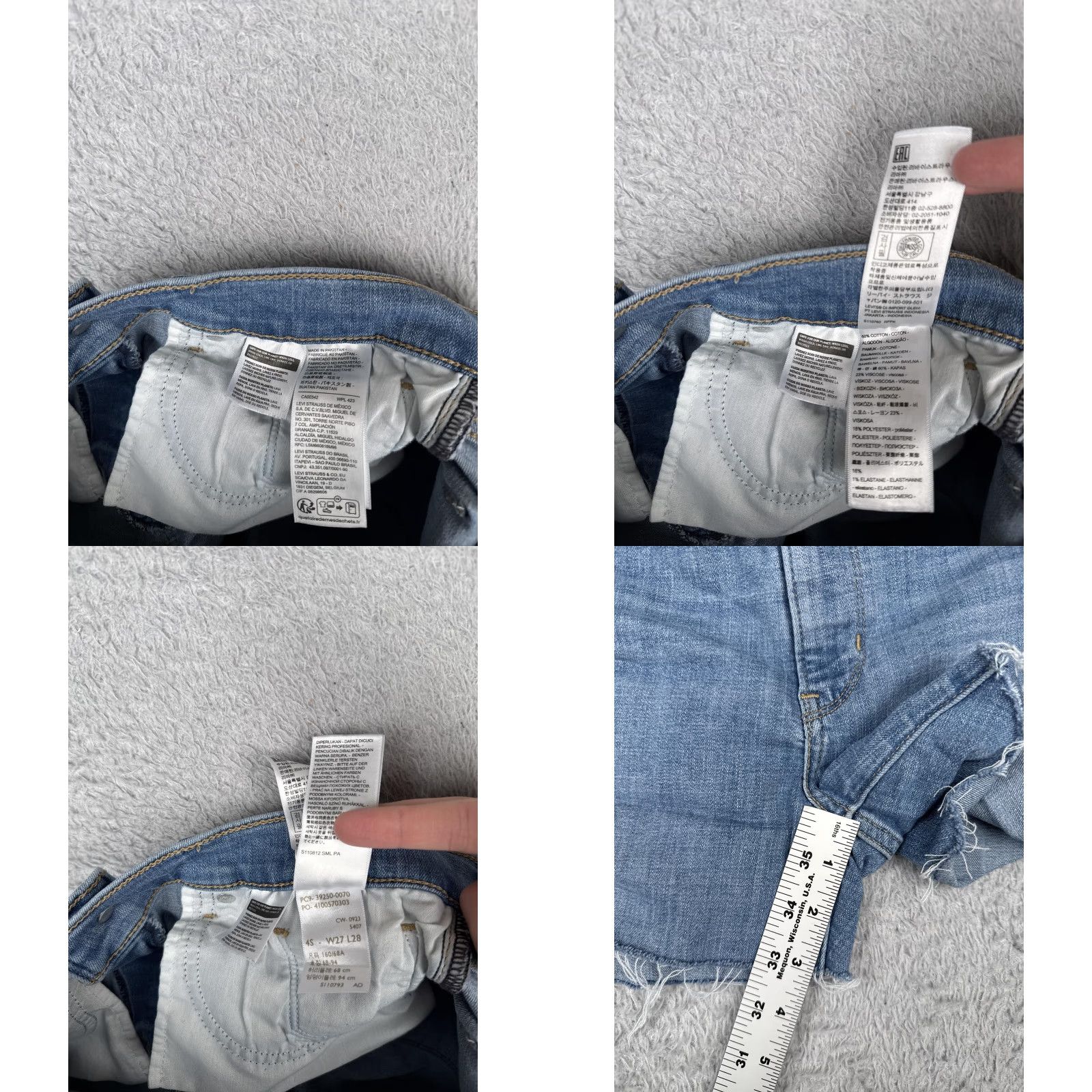 Levi's Levi's Women's Classic Straight Jean Shorts Blue Denim 27x3 Mid Rise 5-Pocket Cut-Off Raw Hem Zip Fly Button Closure Machine Washable Size 27" / US 4 / IT 40 - 8 Thumbnail