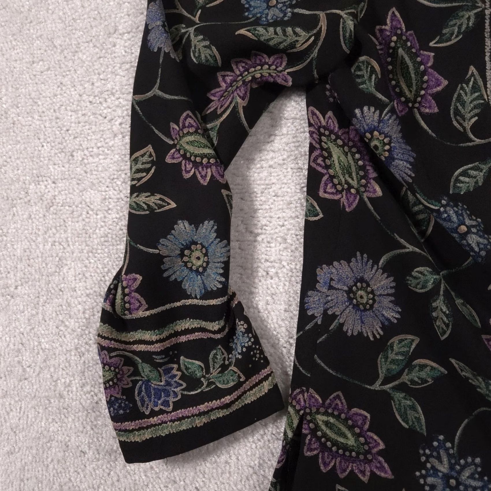 Liz Claiborne Liz Claiborne Jacket Womens 12 Black Floral Border Print Tunic Long Sleeve Top Size XL / US 12-14 / IT 48-50 - 4 Thumbnail