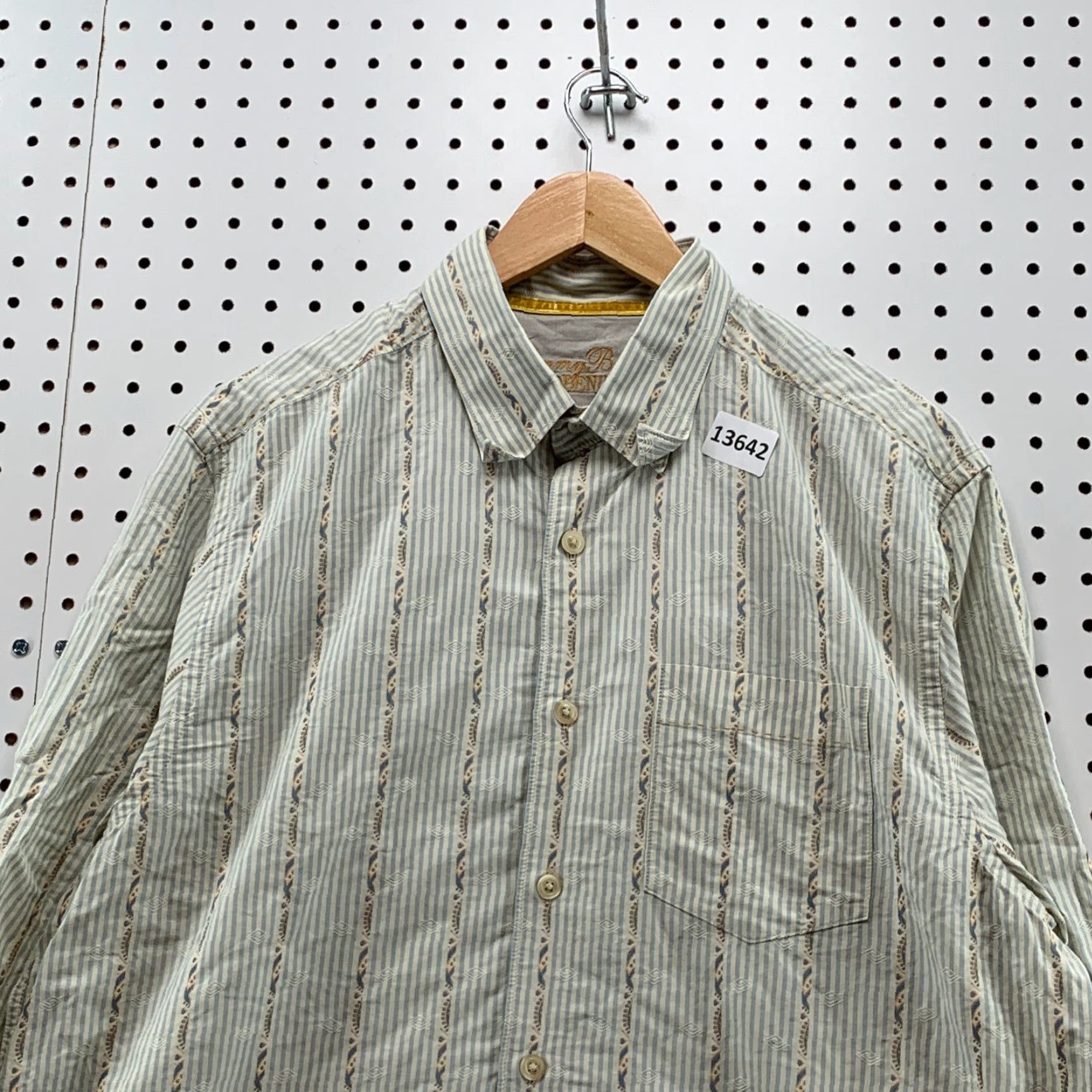 Tommy Bahama Tommy Bahama Button-Up Shirt Gray Long Sleeve Western Large 23.5x31 Mens Regular (L) Cotton Knit Button-Down Collared Plaid Pattern Size US L / EU 52-54 / 3 - 2 Thumbnail