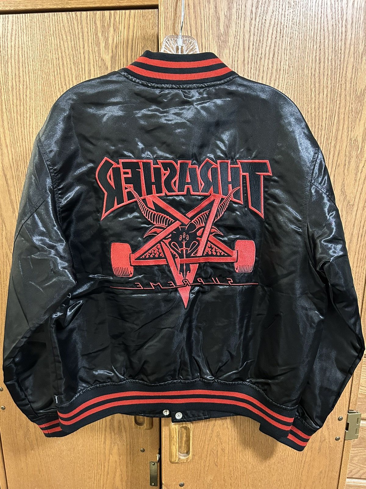 Supreme Thrasher Satin Varsity Jacket