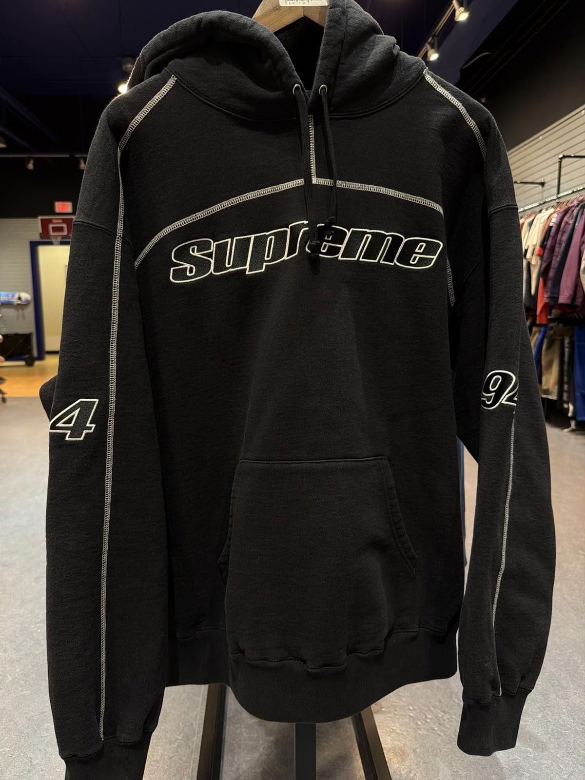 Supreme Supreme “Overlock” Hooded Sweatshirt Black Men’s X-Large New Size US XL / EU 56 / 4 - 1 Thumbnail