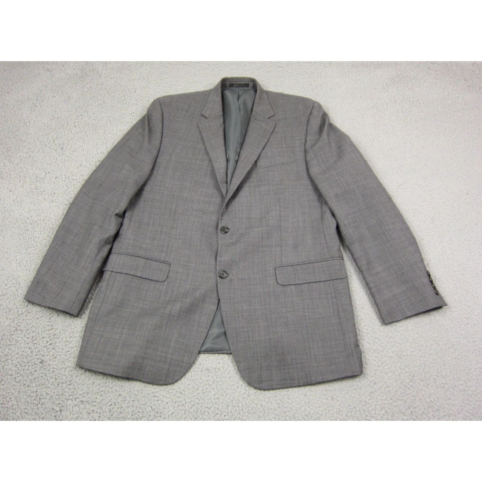Chaps Chaps Blazer Men 44L Gray Wool Notch 2-Button Single-Breasted Suit Jacket Tuxedo Style Vintage 80s Jacket Coat Short Length - Dry Clean Only Size 44R - 2 Thumbnail