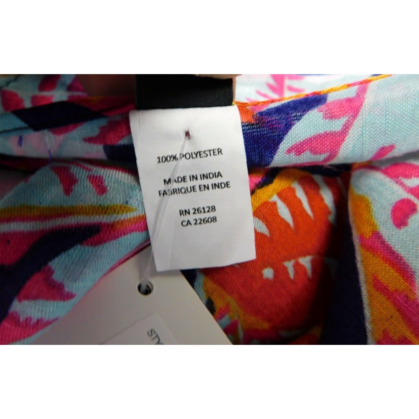 Vintage Echo Scarf ObLong Navy Multi Floral Print Palm - Polyester, 18" x 72" - Women, Rectangle, 100% Polyester, Style 804101 Size ONE SIZE - 4 Thumbnail