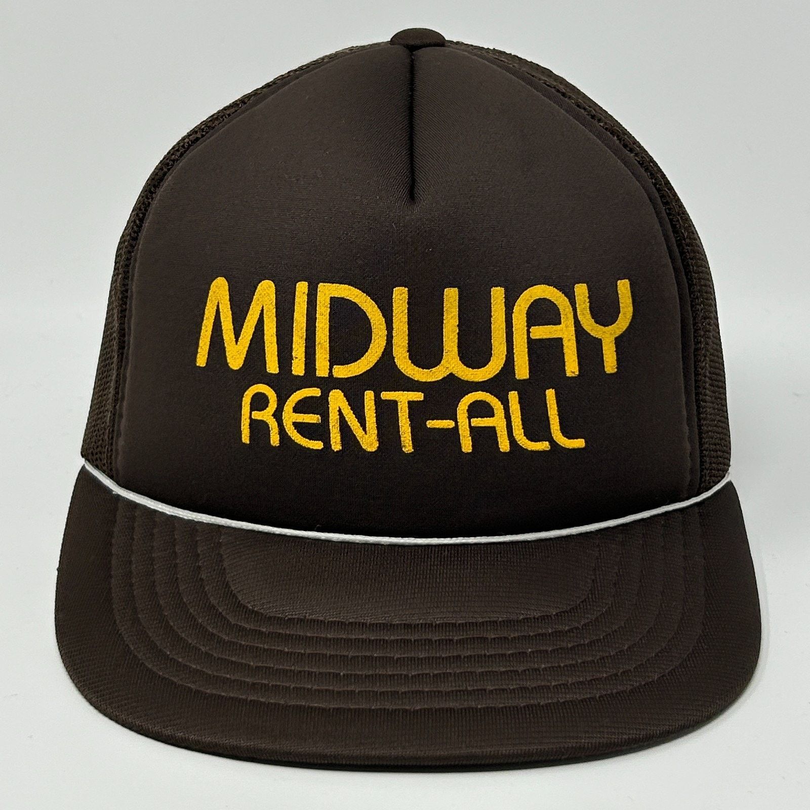 Vintage Vintage Midway Rent All Trucker Hat Cap Brown 80s Foam Front Size ONE SIZE - 10 Thumbnail