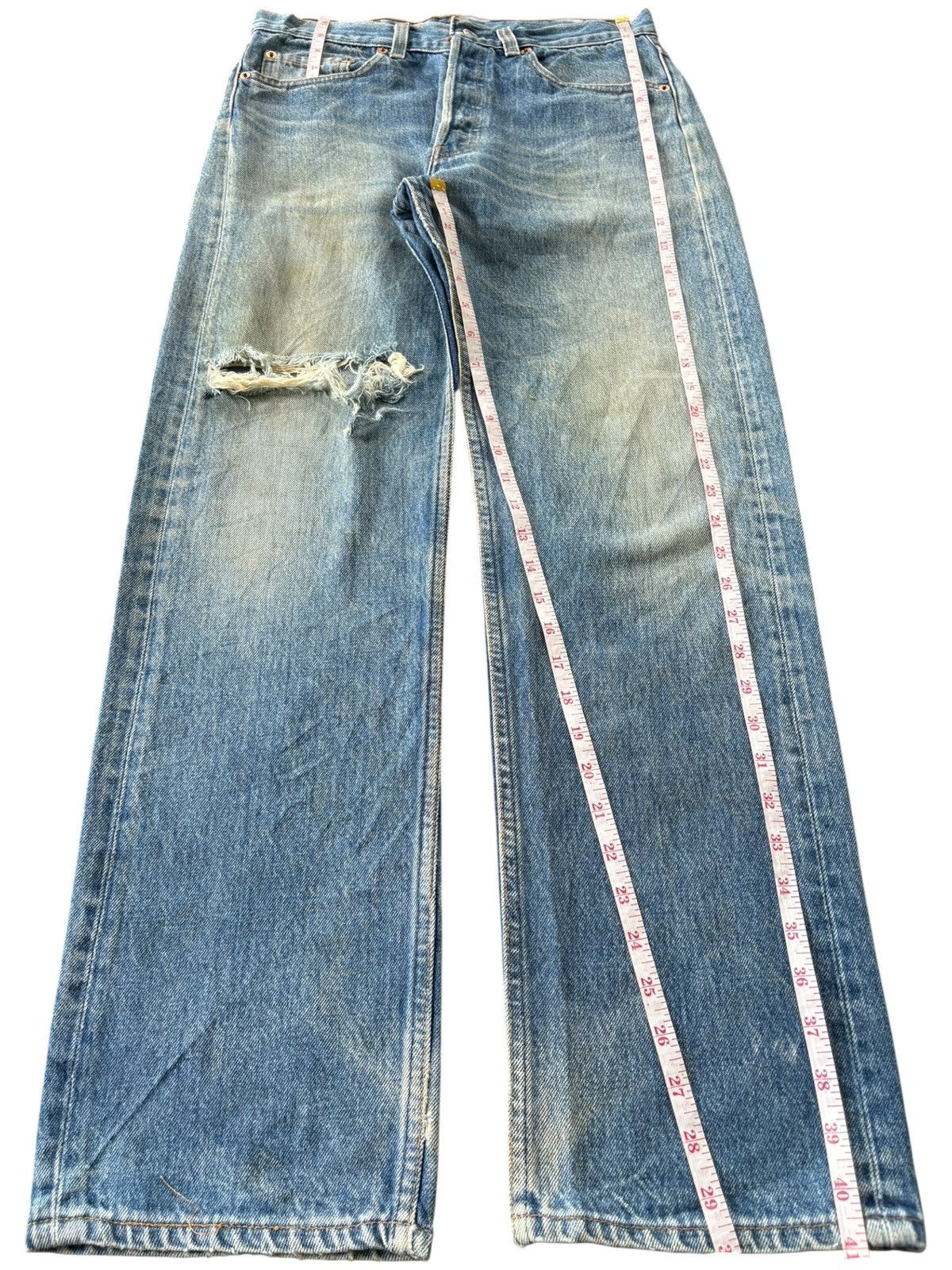 Levi's Vintage 90s Levis 501 Mud Wash Distressed Jeans Size US 30 / EU 46 - 7 Thumbnail