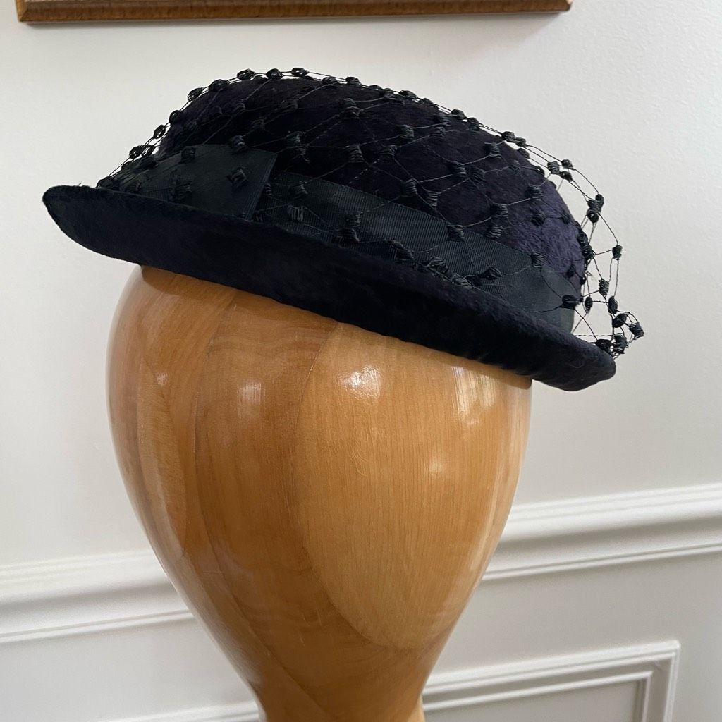 Vintage Vintage 60s Black Hat Veil Grossgrain Ribbon Bow Band Small Size ONE SIZE - 5 Thumbnail