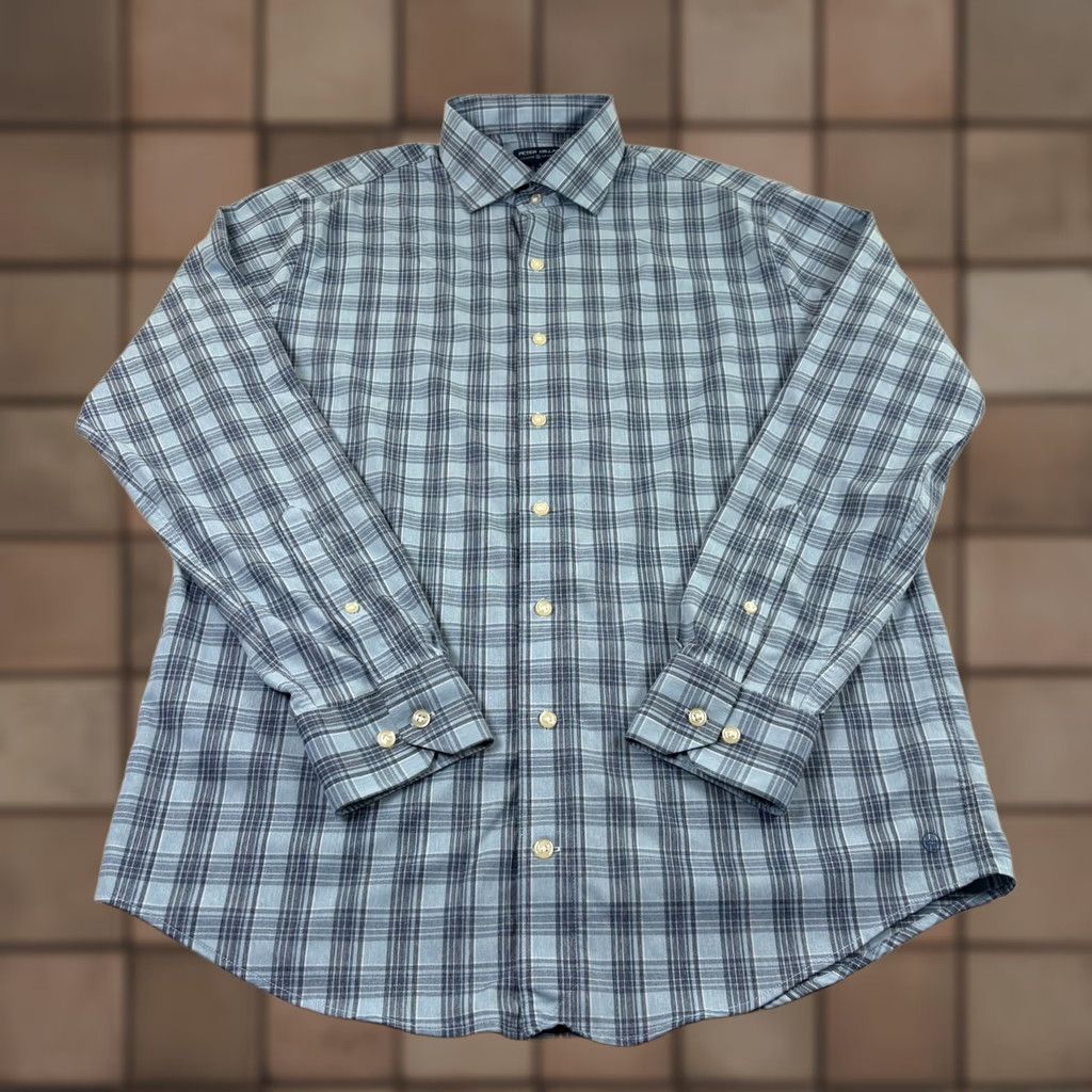 Peter Millar VINTAGE Peter Millar Shirt Mens Large Blue Crown Crafted Button Up Performance Stretch Size US L / EU 52-54 / 3 - 1 Thumbnail