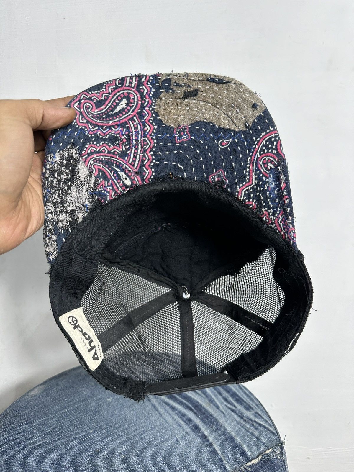 Handmade Custom Made Distressed Paisley Patchwork Boro Trucker hats Size ONE SIZE - 6 Thumbnail
