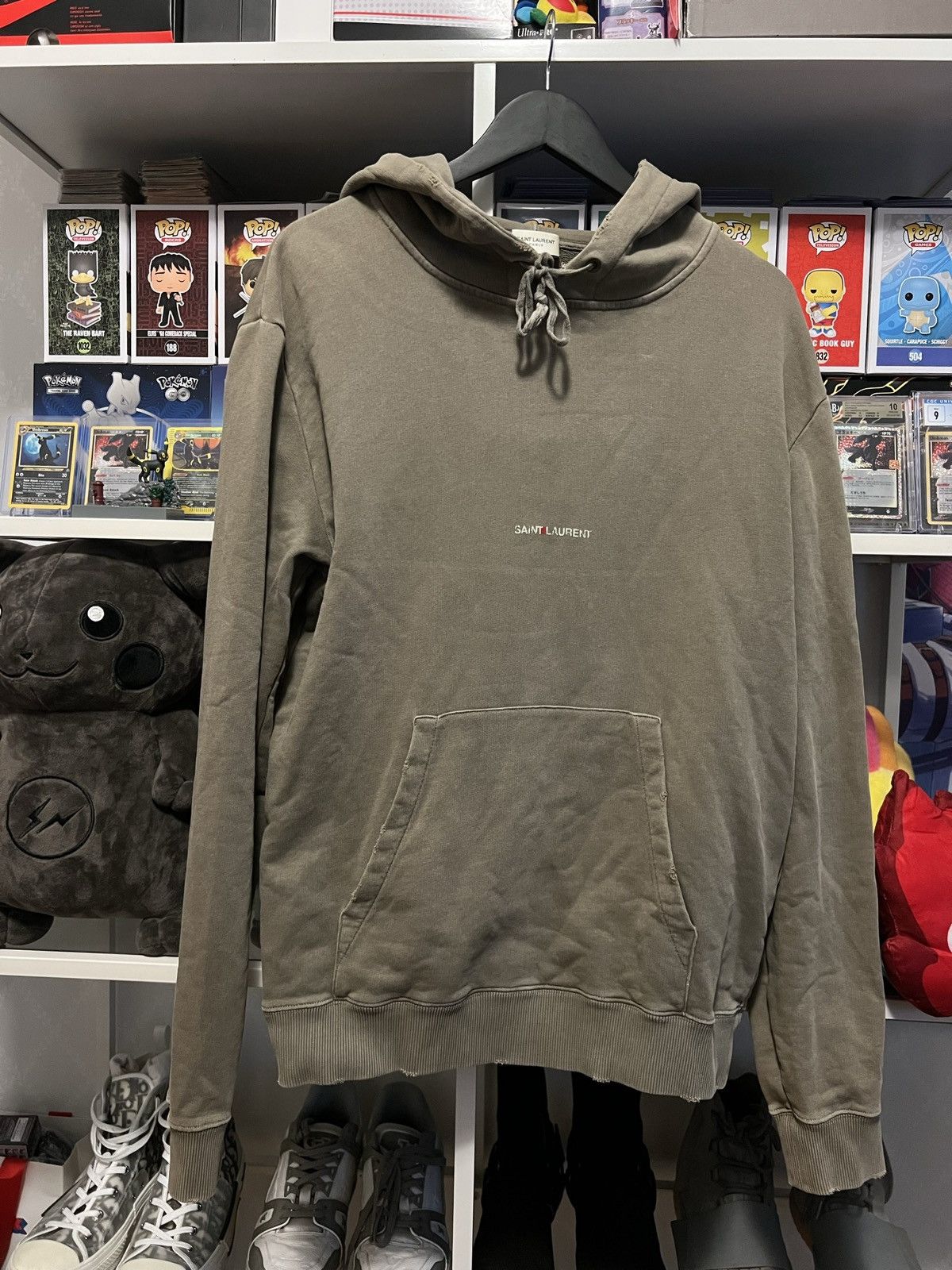 Saint Laurent Paris Saint Laurent Small Logo Khaki Hoodie Size US M / EU 48-50 / 2 - 1 Thumbnail