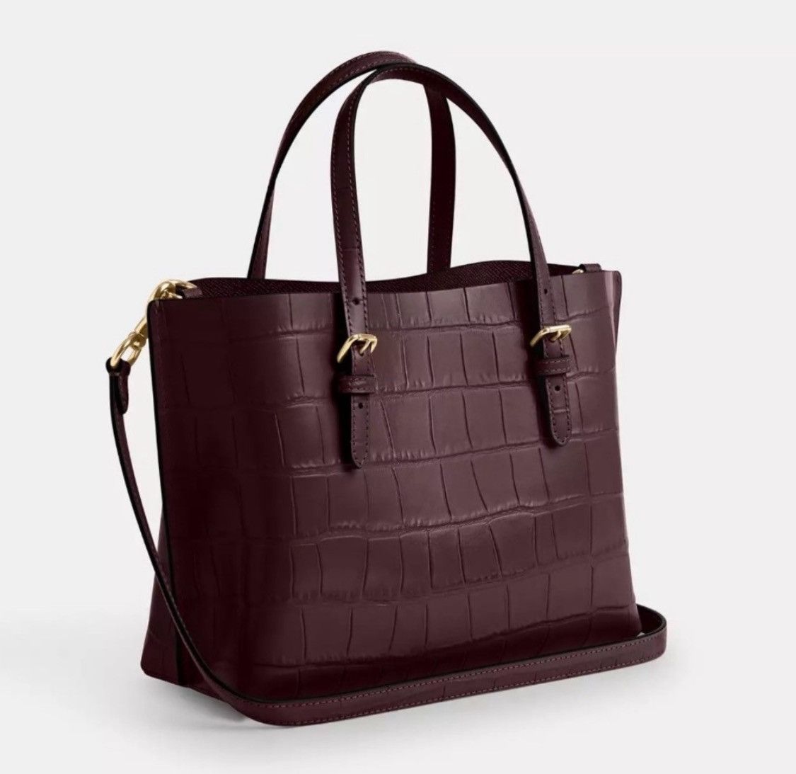 Coach NWT Coach Mollie 25 Croc-Embossed Leather Tote Bag Size ONE SIZE - 3 Thumbnail