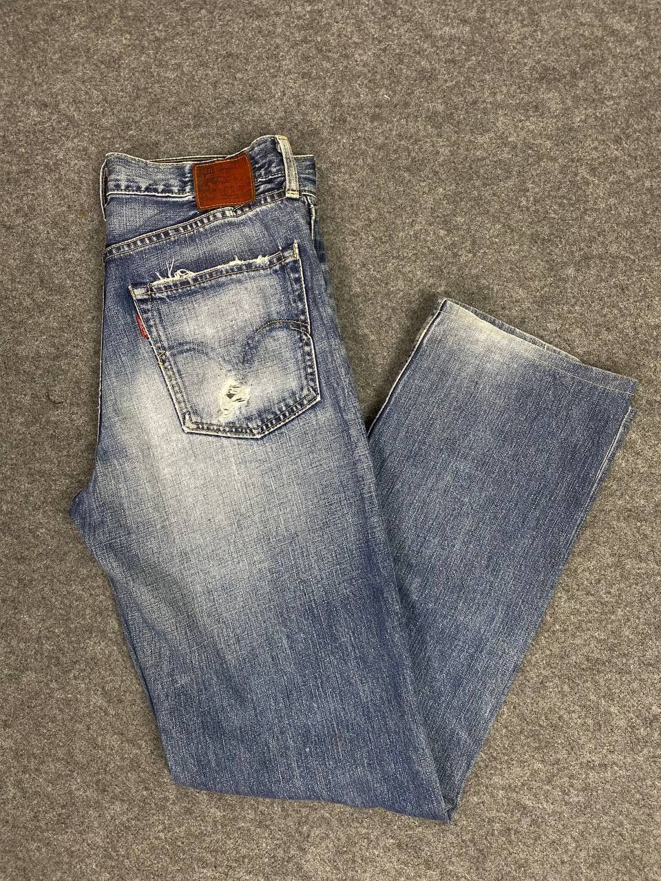 image of Distressed Denim x Levis Vintage Levis 502 Distressed Rework Denim Nice Design in Light Blue (Size 