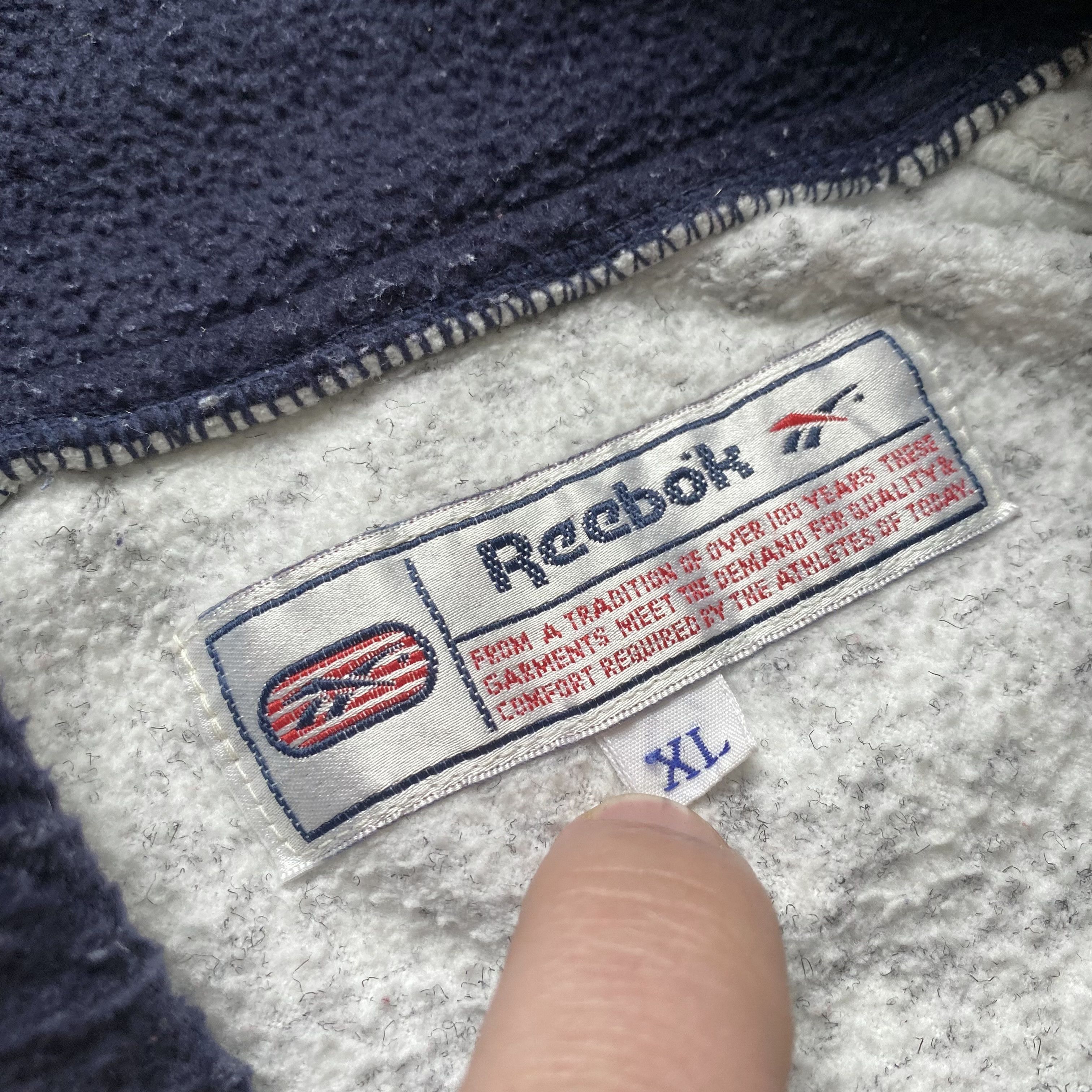 Reebok Vintage 80-90s Reebok Fleece Sweater Centr Logo Anorak Size US XL / EU 56 / 4 - 9 Thumbnail