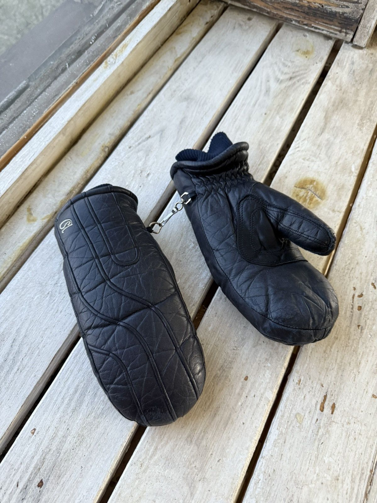 Genuine Leather × Japanese Brand × Vintage Vintage 90s Avant Garde Blue Rare Japanese Leather Gloves Size ONE SIZE - 2 Thumbnail