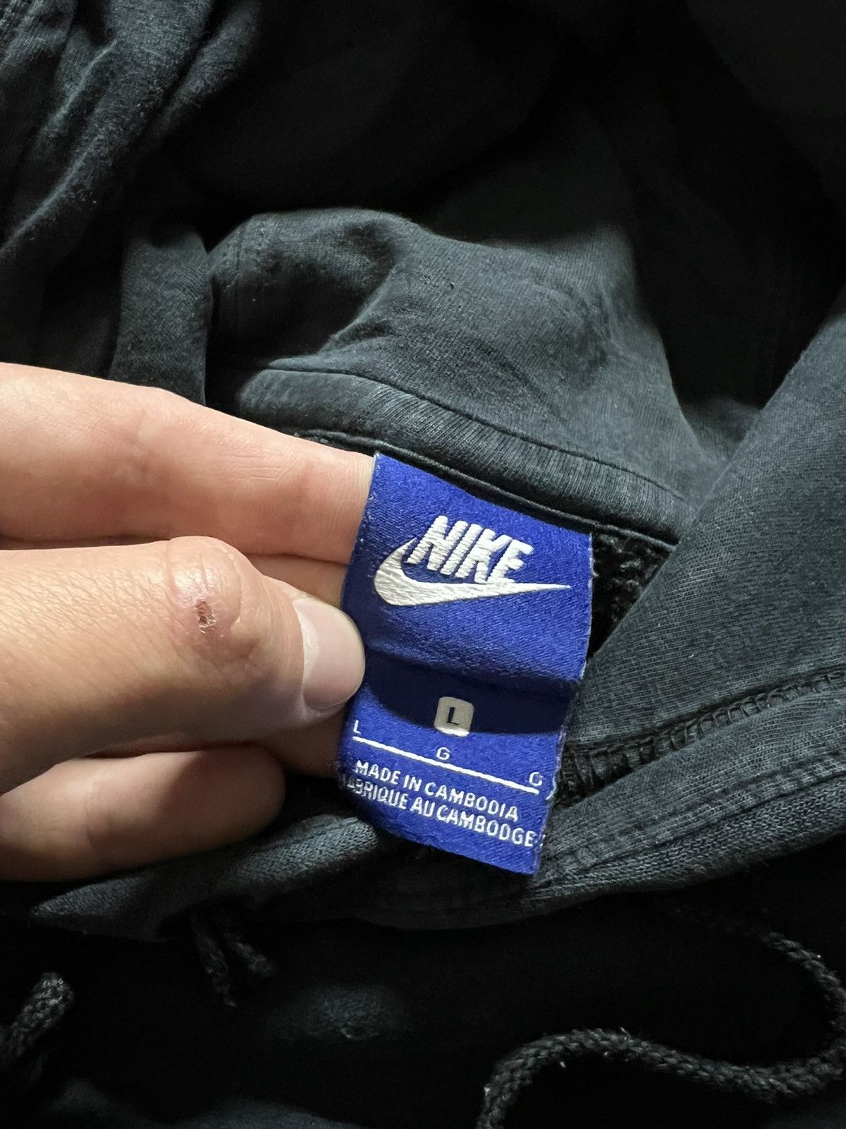 Nike × Vintage Vintage Y2k Nike 🖤 Faded Mini Swoosh Hoodie 00’s Size US L / EU 52-54 / 3 - 7 Thumbnail