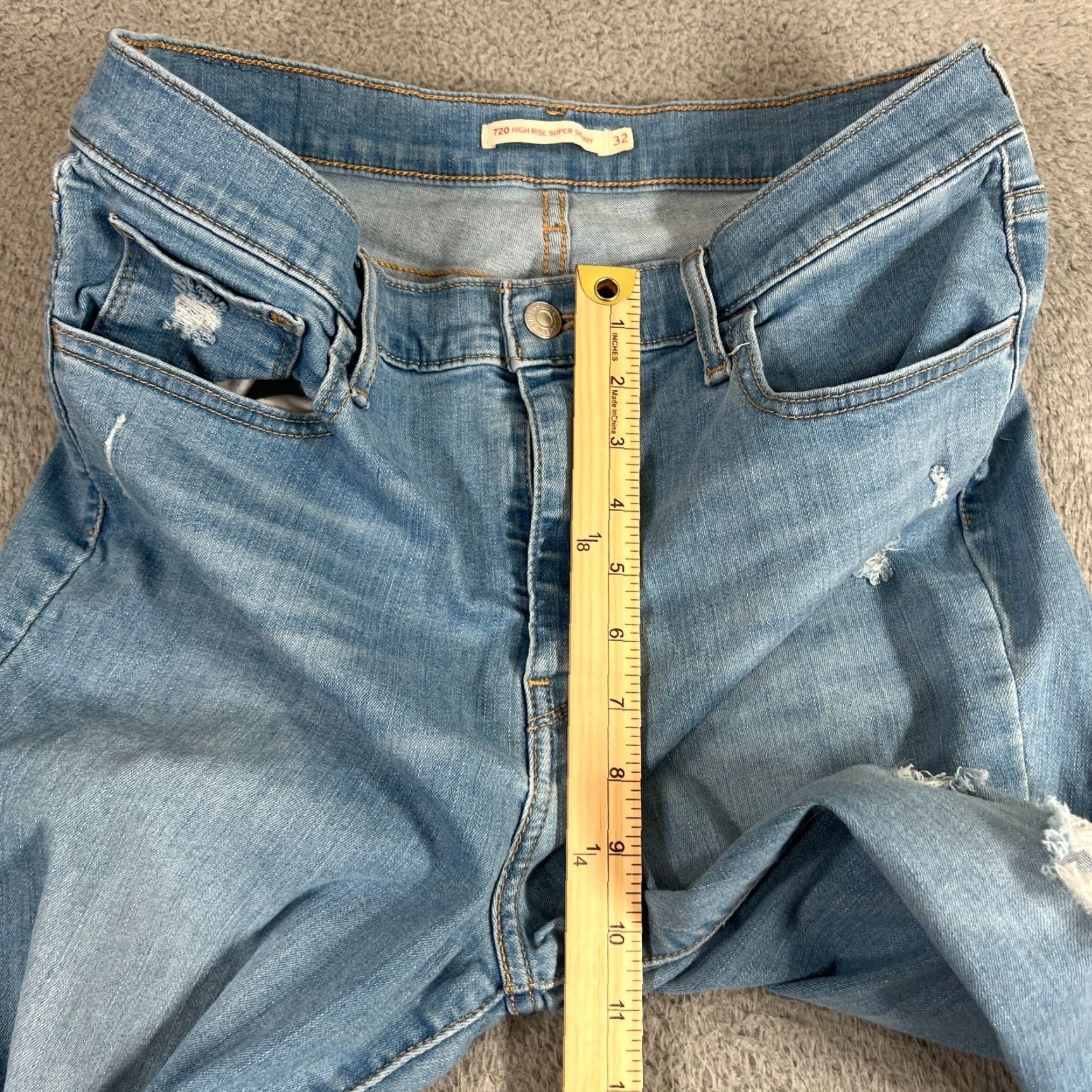 Levi's Levi's 720 Skinny Jeans Womens 32 34x30 Blue High Rise Stretch Denim Medium Wash Size 24" / US 00 / IT 34 - 3 Thumbnail